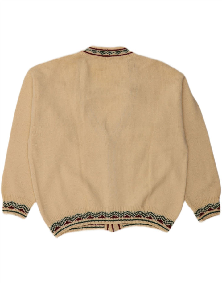 Vintage Herren Cardigan Pullover IT 52 Große Beige Wolle