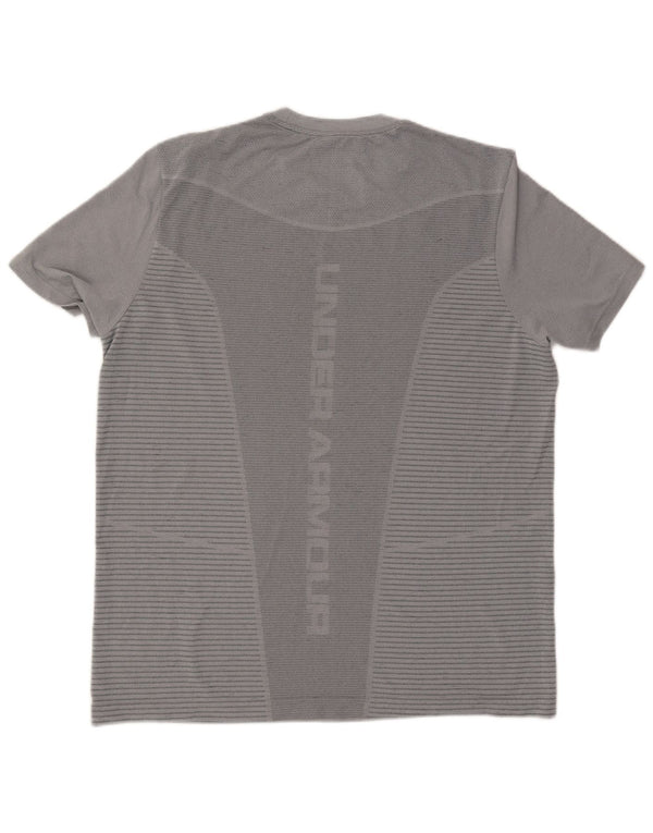 Under Armour Herren Heat Gear Grafik-T-Shirt-Oberteil XL Graues Nadelstreifen-Polyester