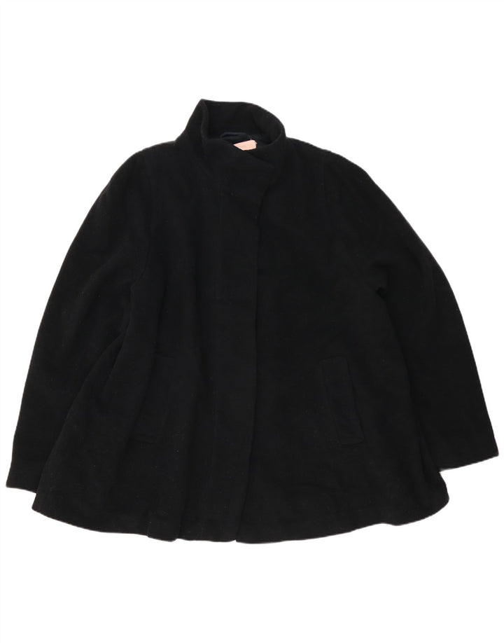 John Lewis Damen Mantel UK 18 XL Schwarze Wolle