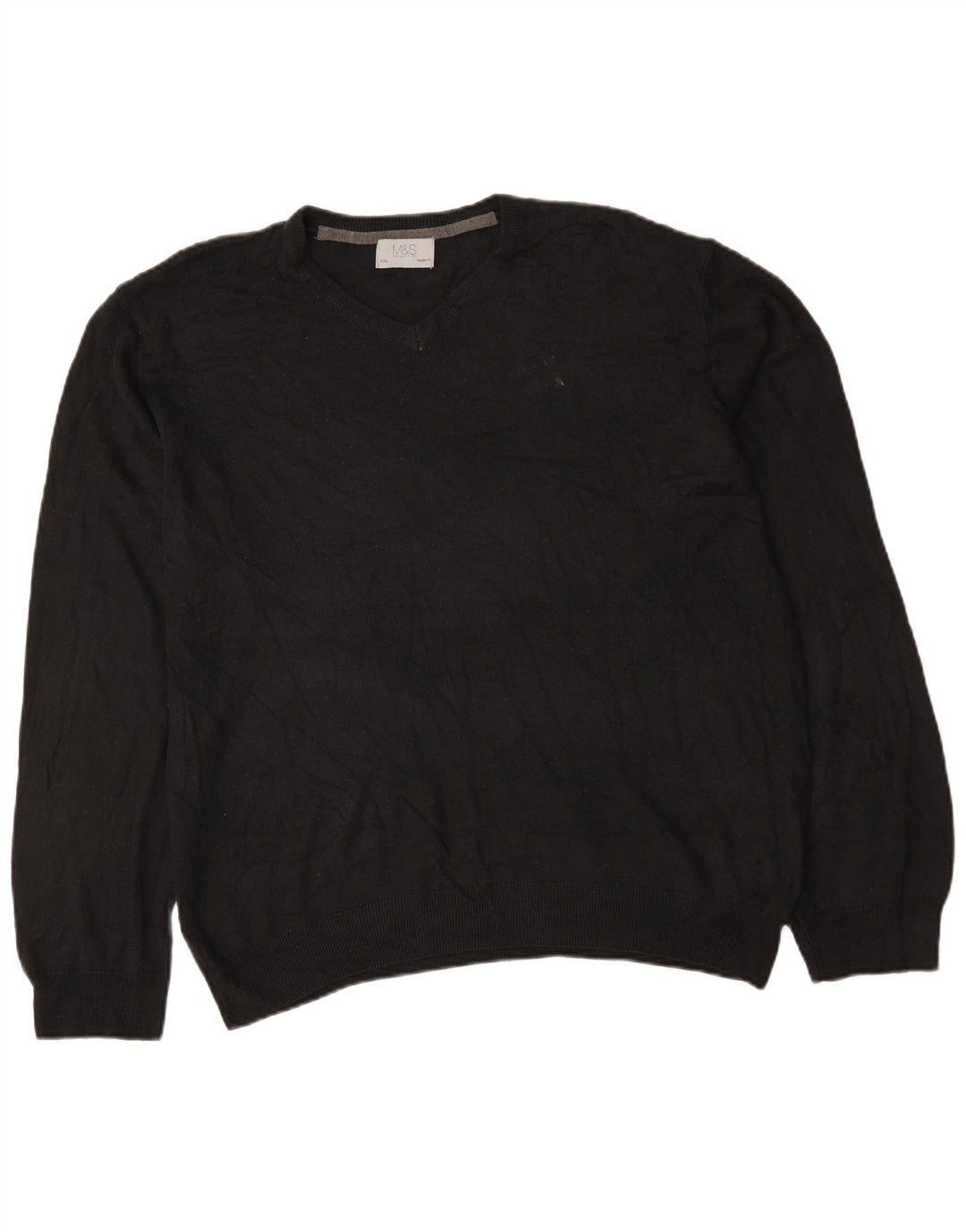 Marks & Spencer Herren-Pullover, reguläre Passform, V-Ausschnitt, 2XL, Schwarz, Acryl