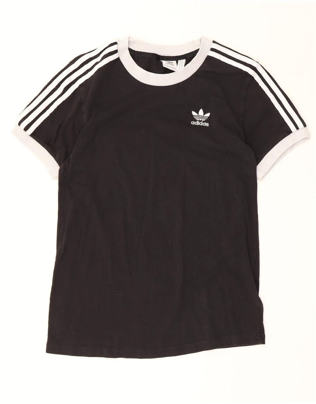ADIDAS Damen T-Shirt Top UK 4 XS Schwarz Baumwolle