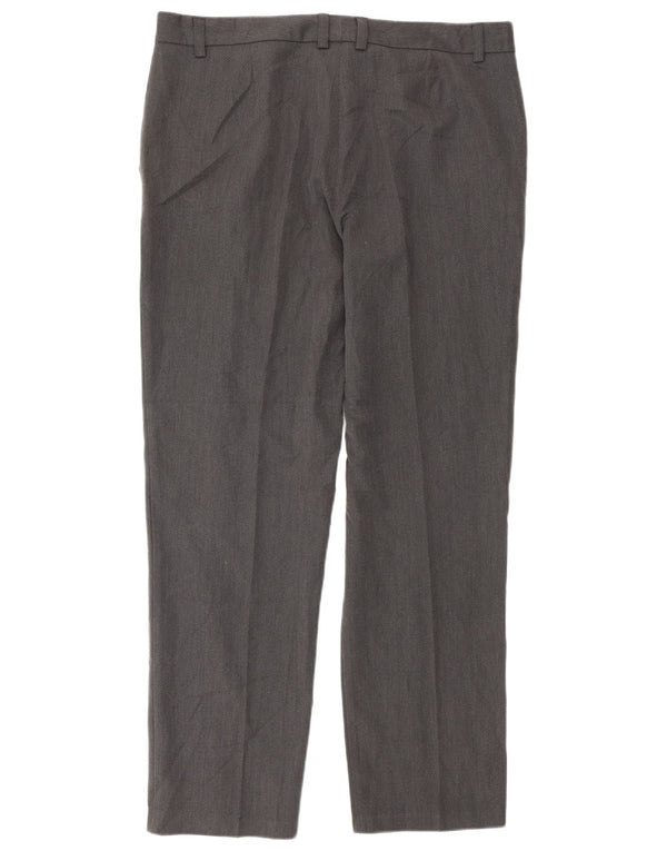 Marks & Spencer Womens Straight Suit Trousers UK 14 Large W34 L30 Grey