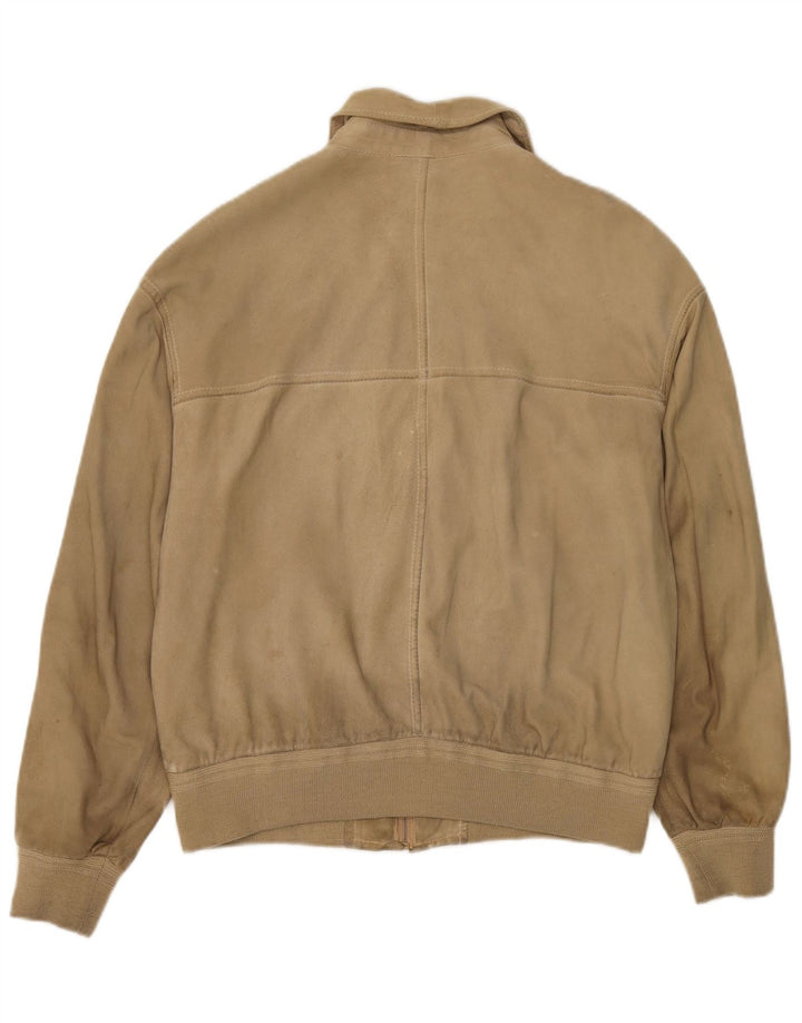 Vintage Herren Wildleder Bomberjacke UK 38 Medium Beige