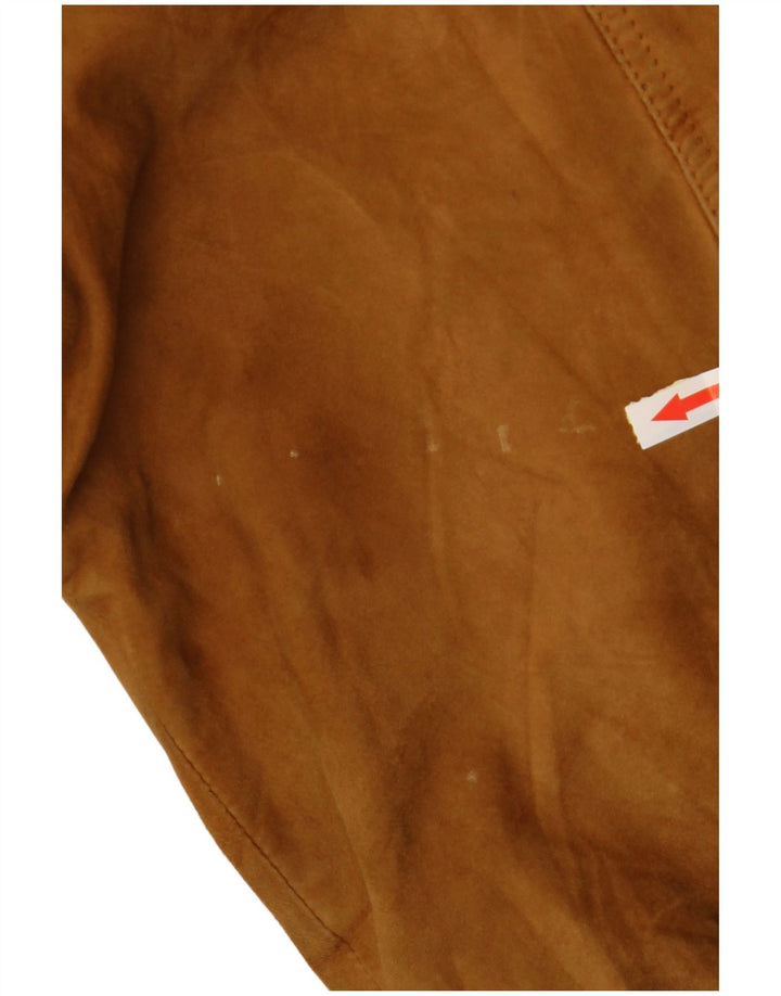 FABIO D Herren Wildleder Bomberjacke UK 40 Large Beige Leder