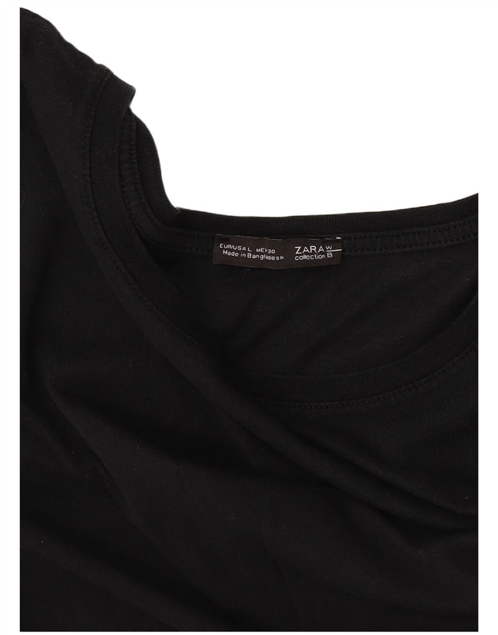 Zara Damen T-Shirt Top UK 16 Large Schwarz