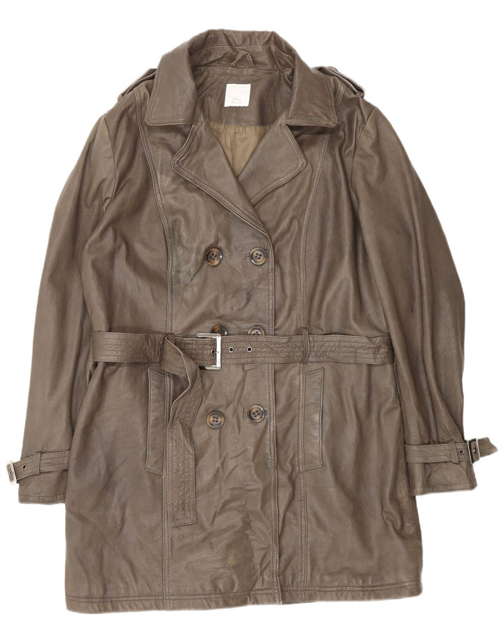 ALBA MODA Damen Militär-Ledermantel UK 20 2XL Braunes Leder