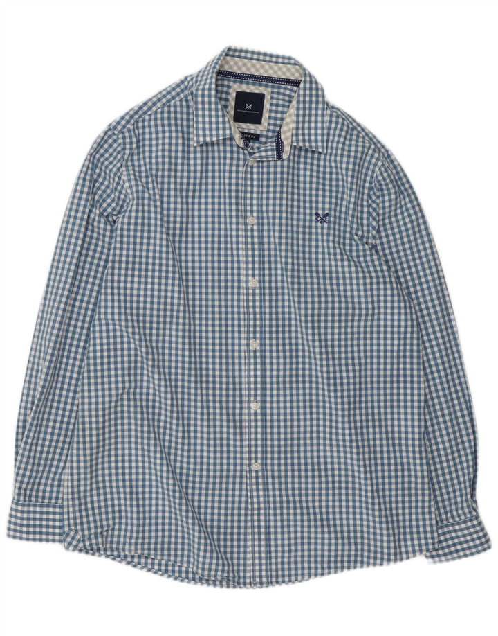 Crew Clothing Herren-Hemd mit klassischer Passform, XL, blau, Gingham-Baumwolle