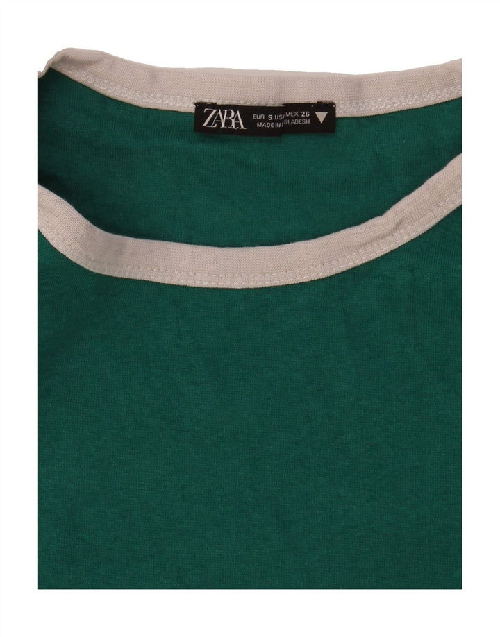 ZARA Womens Crop T-Shirt Top UK 8 Small Green Vintage Zara and Second-Hand Zara from Messina Hembry 