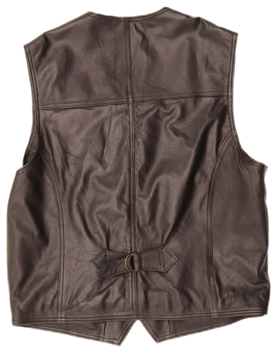 VINTAGE Mens Leather Waistcoat IT 54 XL Black Leather