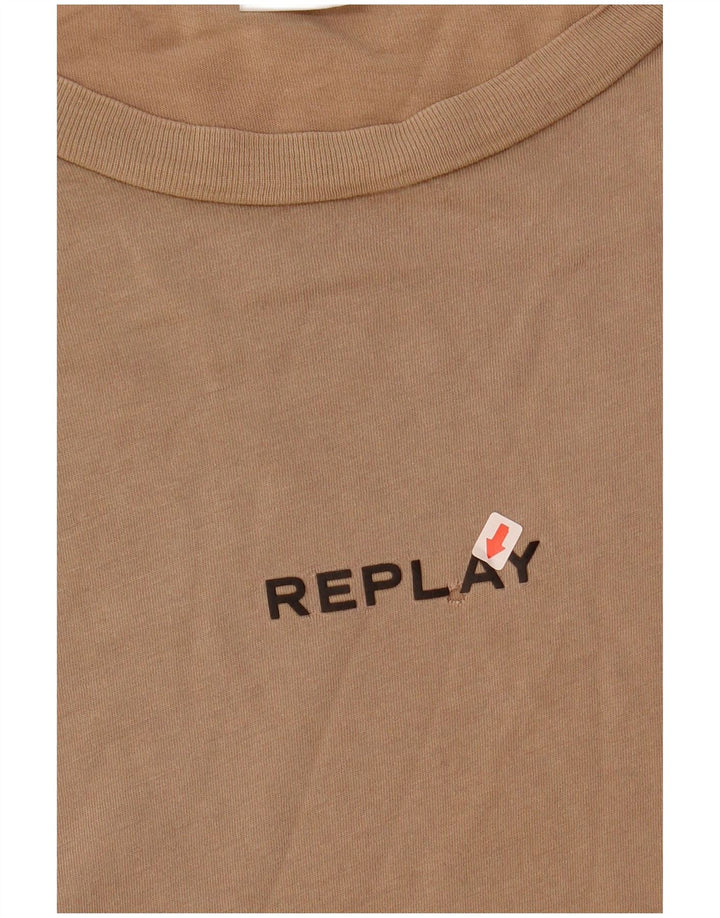 Replay Herren T-Shirt Top Large Beige Baumwolle