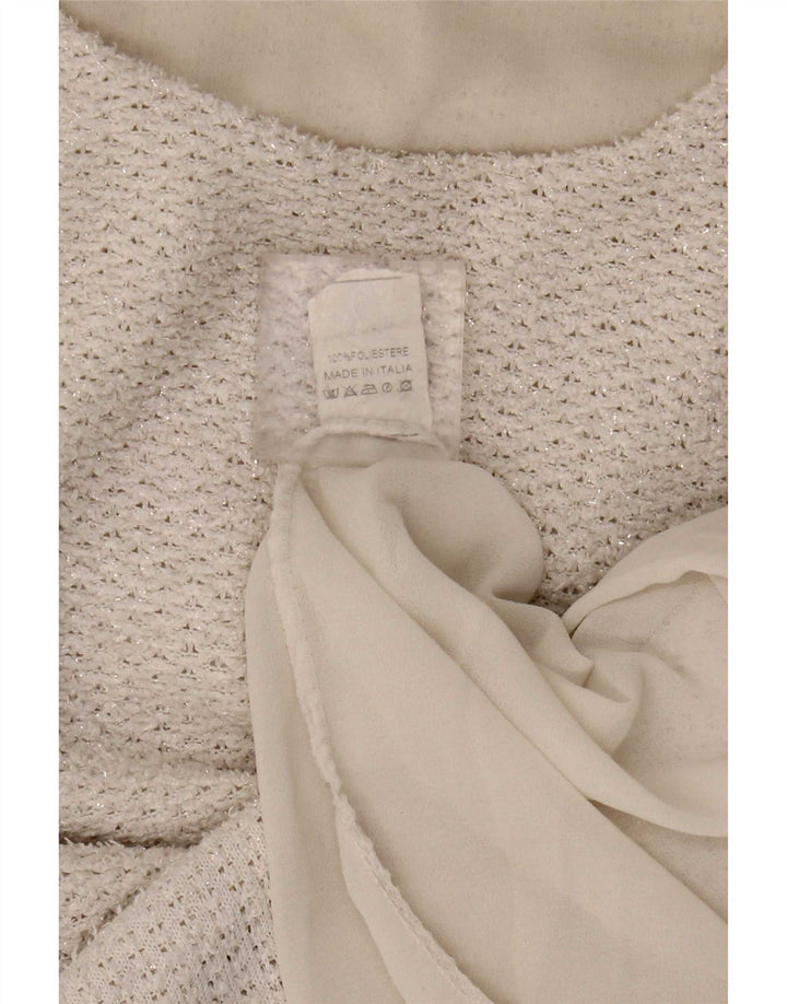 Vintage Damen-Tunika-Oberteil UK 12 Medium Off White Polyester