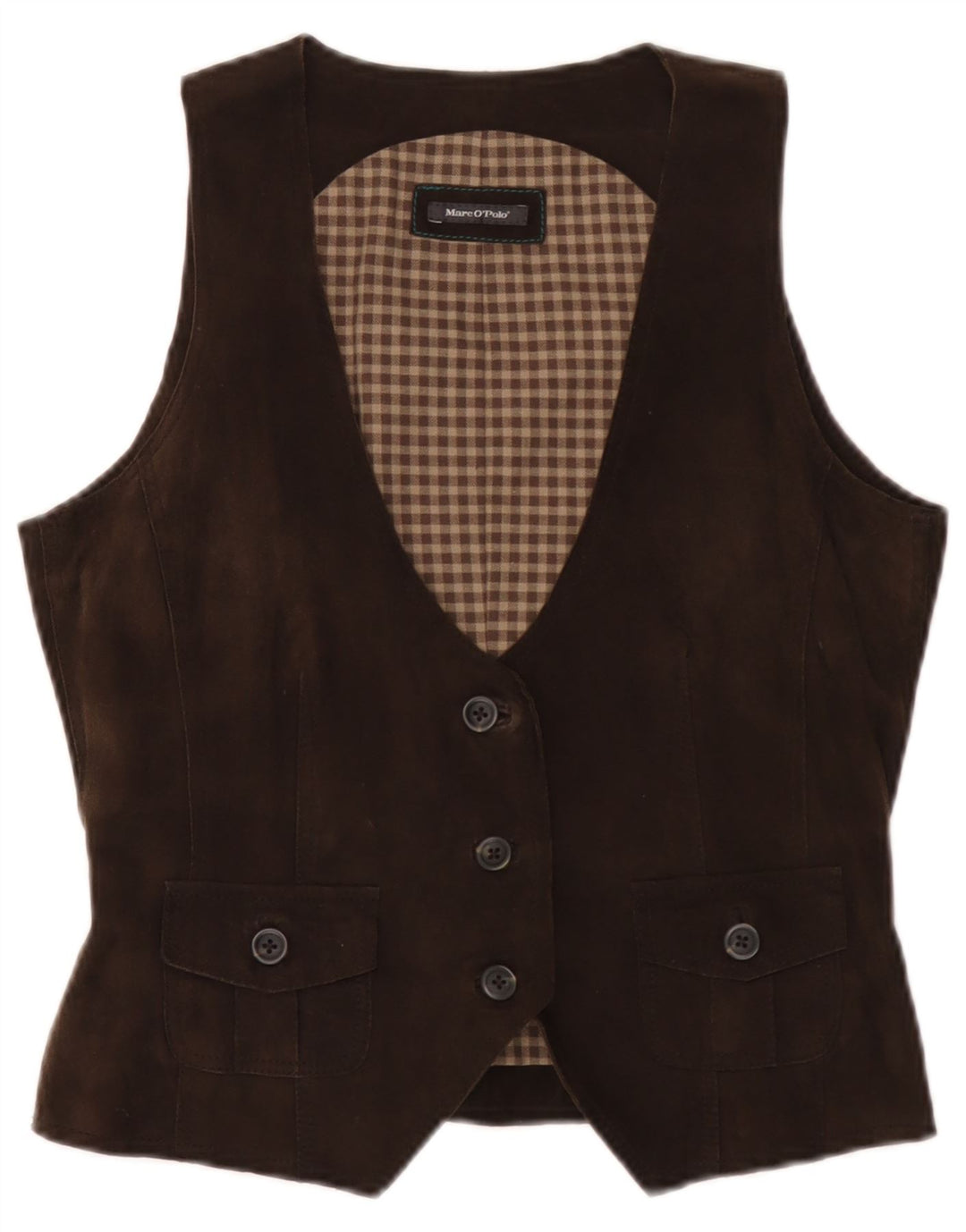 Marc O'Polo Damen Wildlederweste EU 38 Mittelbraunes Leder