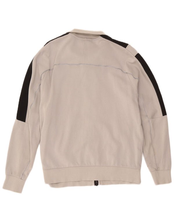 Puma Damen-Trainingsanzug-Oberteiljacke UK 16 Large Graue Colourblock-Baumwolle