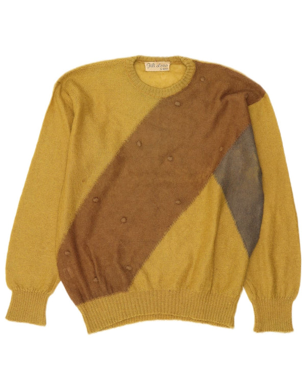 Benelli Damen-Pullover mit Rundhalsausschnitt, UK 12, Mittelgelb, Farbblock