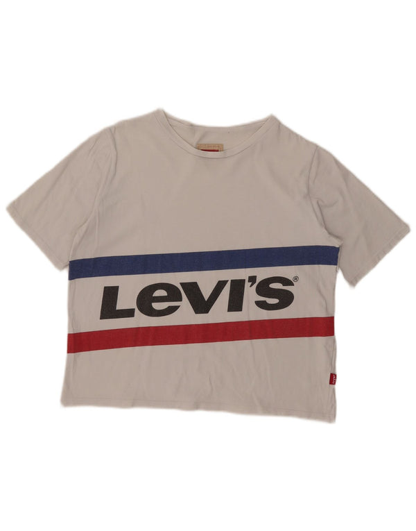Levi's Crop Graphic T-Shirt-Oberteil für Mädchen, 13–14 Jahre, weiße Colourblock-Baumwolle