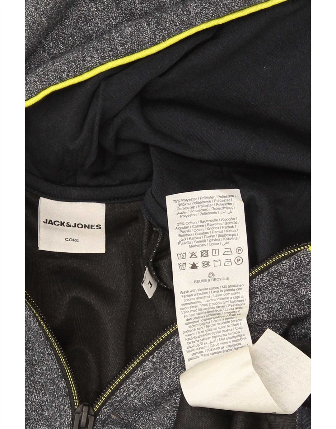 Jack & Jones Herren-Kapuzenpullover mit Reißverschluss, mittelgrau gefleckte Baumwolle