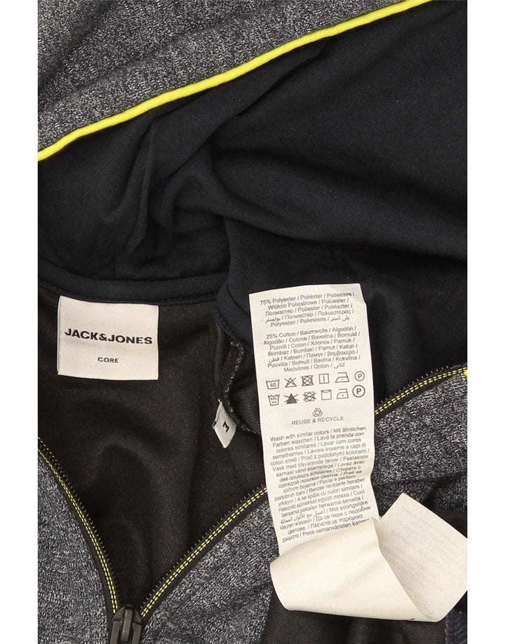Jack & Jones Herren-Kapuzenpullover mit Reißverschluss, mittelgrau gefleckte Baumwolle