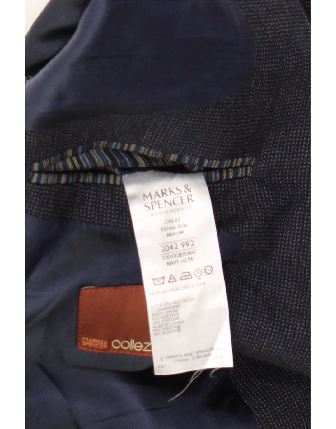 Marks & Spencer Herren-Blazer mit 2 Knöpfen, UK 42, große marineblaue Schurwolle