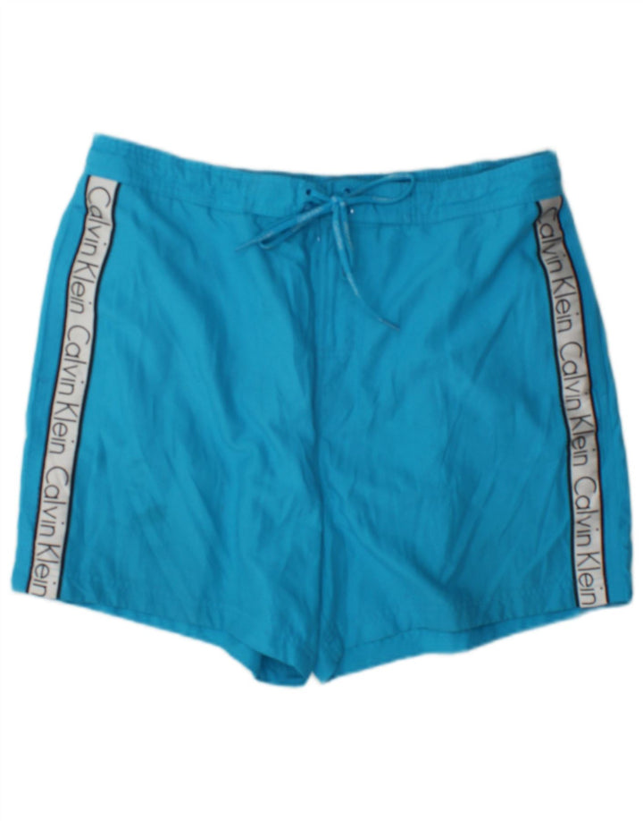 Calvin Klein Herren Badeshorts mit Grafik, Größe L, Blau, Farbblock