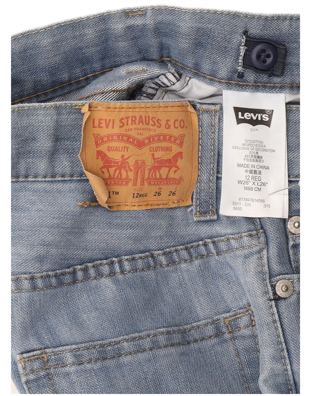 Levi's Jungen 511 Slim Jeans 11–12 Jahre W26 L26 Blaue Baumwolle