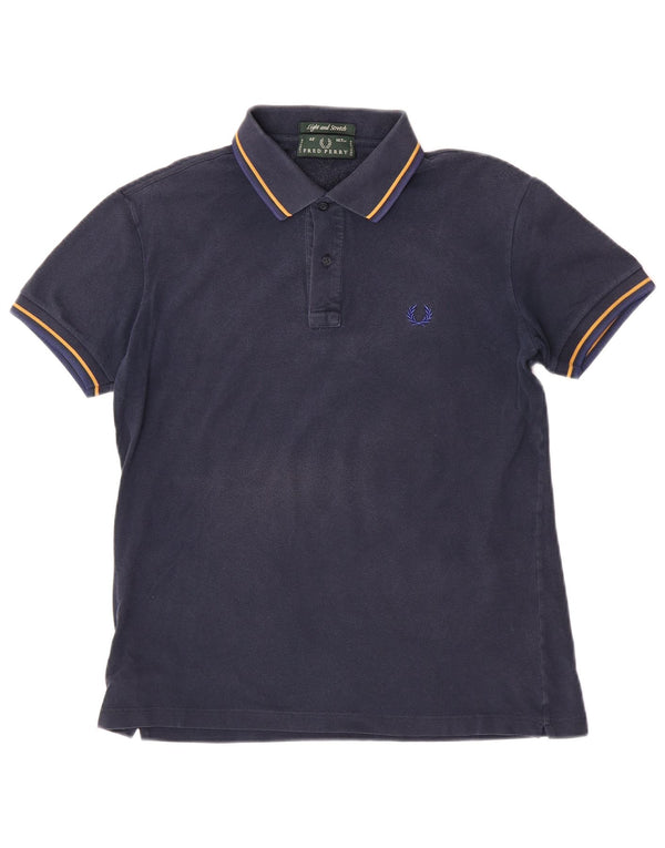 Leichtes und dehnbares Herren-Poloshirt aus mittelblauer Baumwolle von Fred Perry