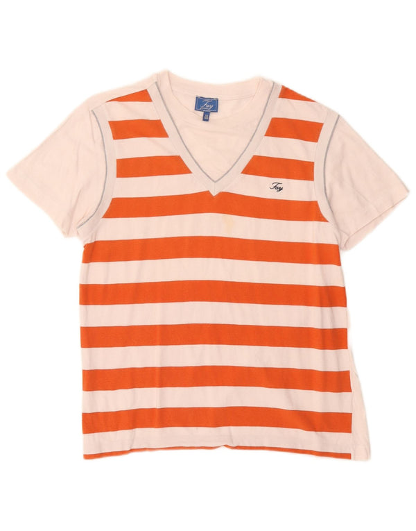 Fay T-Shirt-Oberteil für Jungen, 13–14 Jahre, orange gestreift, Baumwolle