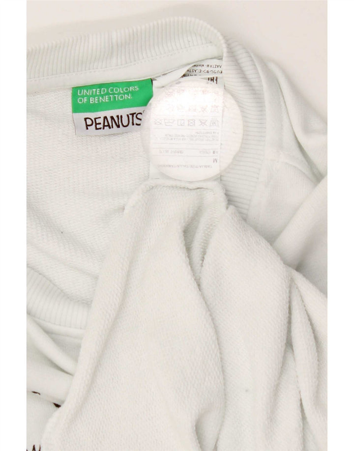 Benetton Herren Peanuts Grafik-Sweatshirt-Pullover, Mittelweiß, Farbblock