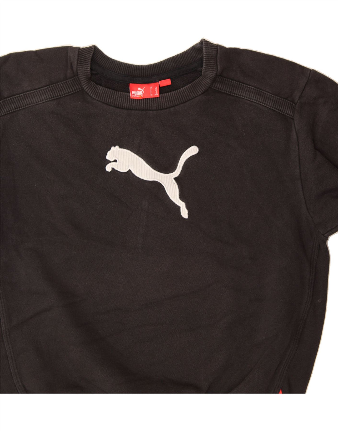 PUMA Girls Graphic Sweatshirt Jumper 9-10 Years Medium Black Cotton Vintage Puma and Second-Hand Puma from Messina Hembry 
