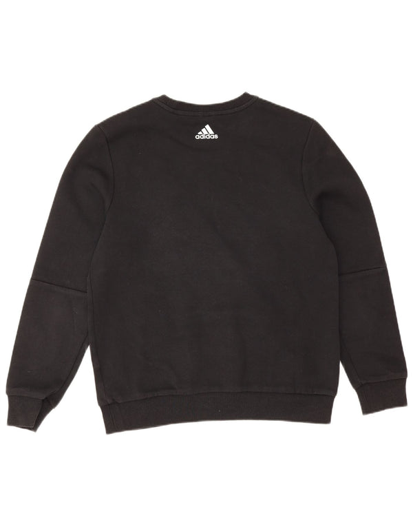 Adidas Jungen Grafik-Sweatshirt-Pullover, 13–14 Jahre, schwarze Farbblock-Baumwolle