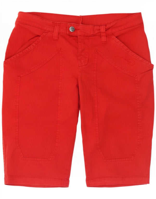 Jeckerson Damen Jeansshorts mit hoher Taille, mittelgroß, W30, rote Baumwolle
