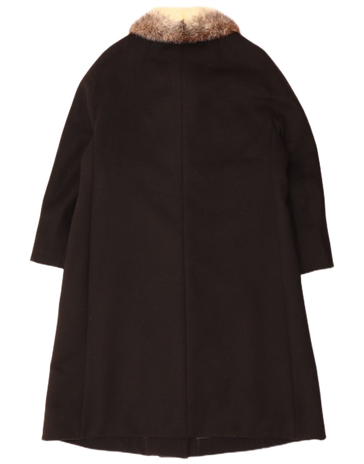 VINTAGE Damen Mantel UK 14 Große schwarze Wolle