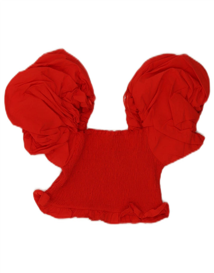 Zara Damen Off Shoulder Crop Top UK 8 Small Rot