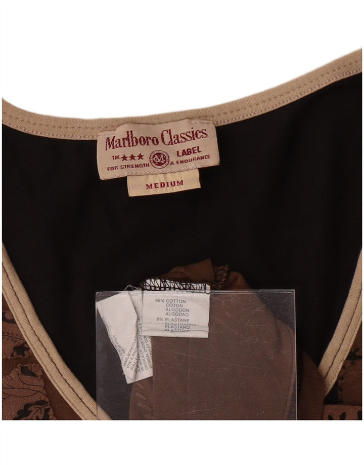 MARLBORO CLASSICS Damen T-Shirt Top UK 12 Mittelbraune Paisley-Baumwolle