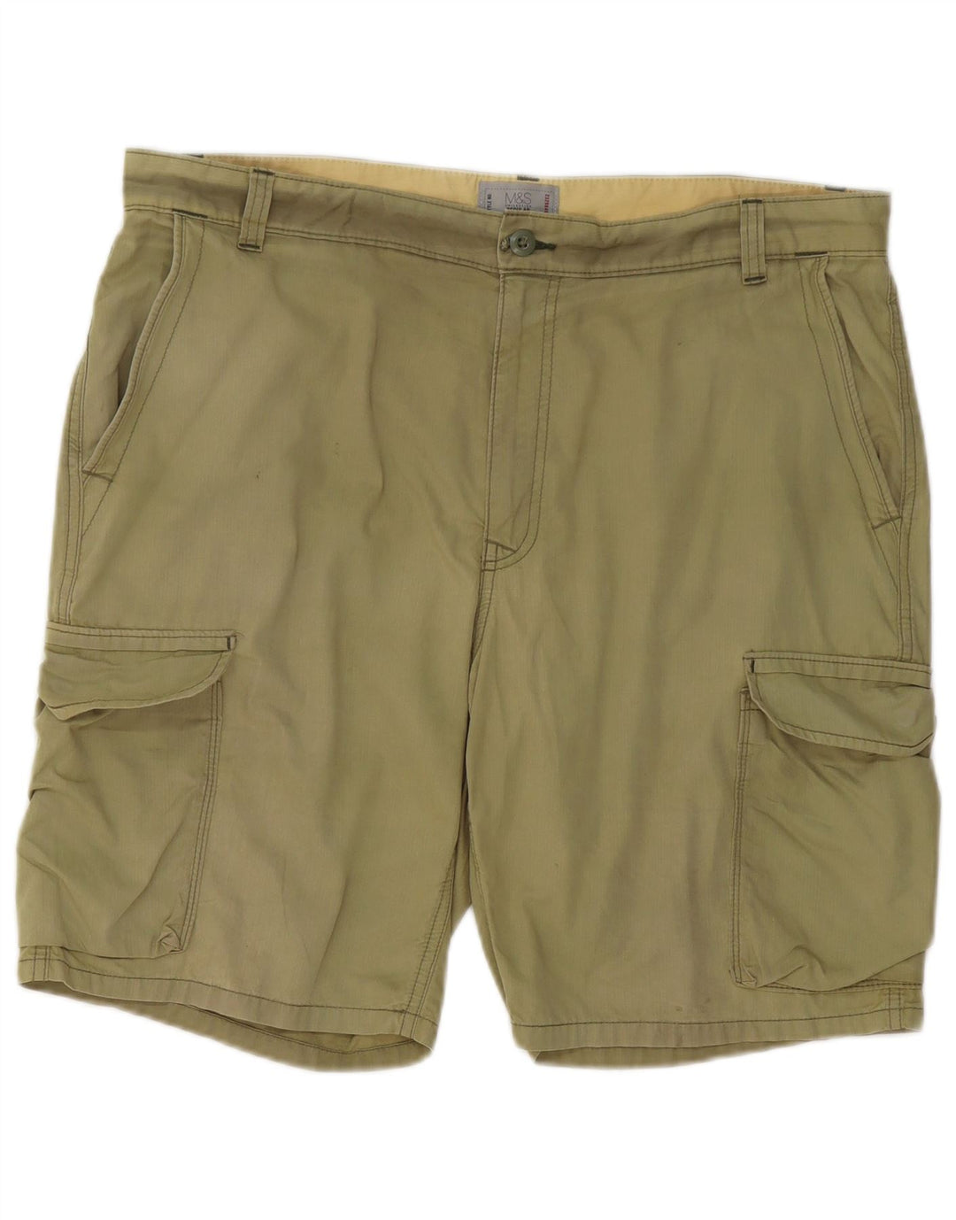 Marks & Spencer Herren Regular Cargo Shorts W38 XL Khaki Baumwolle