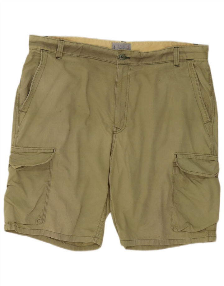 Marks & Spencer Herren Regular Cargo Shorts W38 XL Khaki Baumwolle