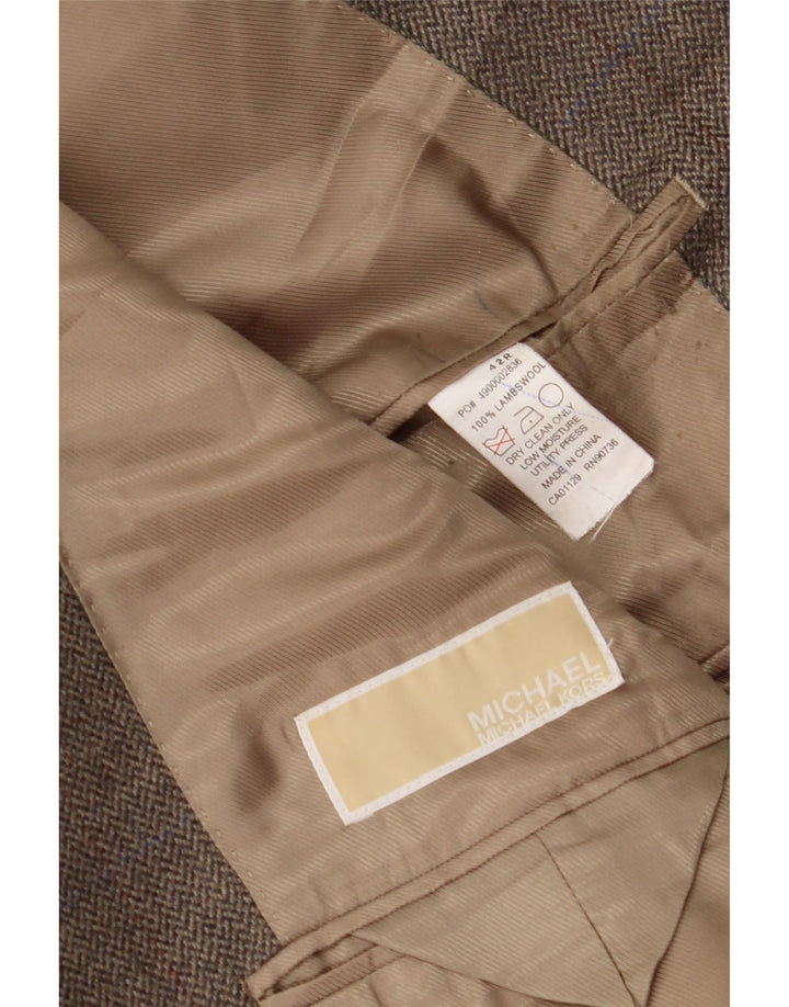 MICHAEL KORS Herren 3-Knopf-Blazerjacke UK 42 XL Braune Lammwolle