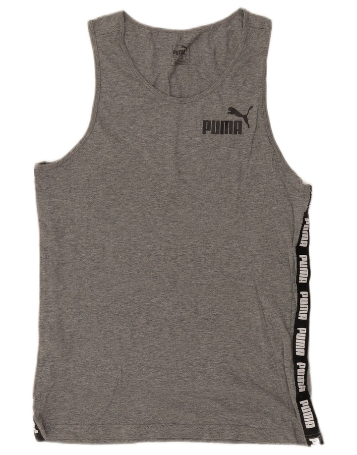 Puma Herren Grafik-Weste-Top, klein, graue Farbblock-Baumwolle