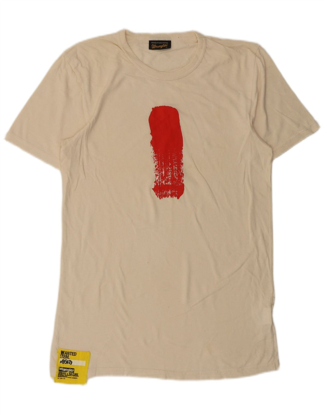 Wrangler Herren-T-Shirt mit Grafik, Größe L, cremefarbene Baumwolle