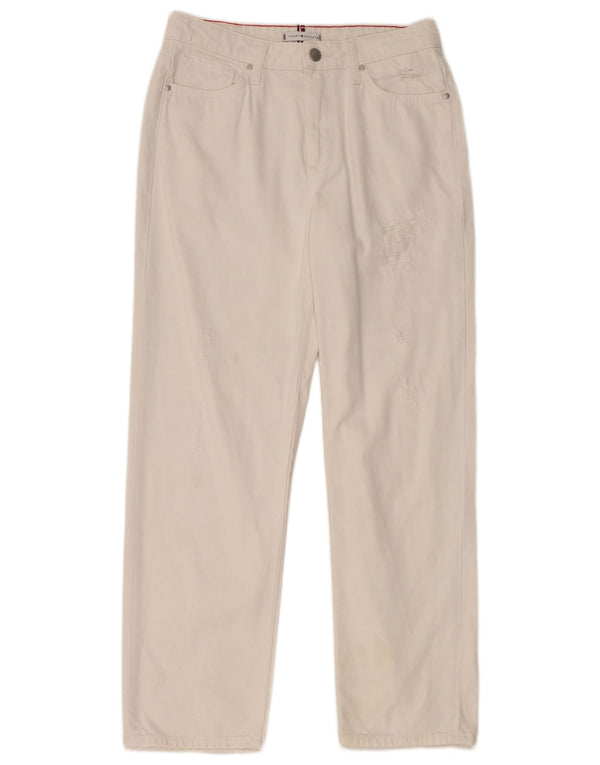 TOMMY HILFIGER Damen Distressed Straight Jeans W29 L28 Weiße Baumwolle