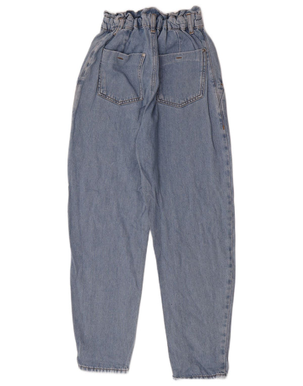 Zara Damen High Waist Tapered Jeans EU 32 2XS W22 L26 Blaue Baumwolle