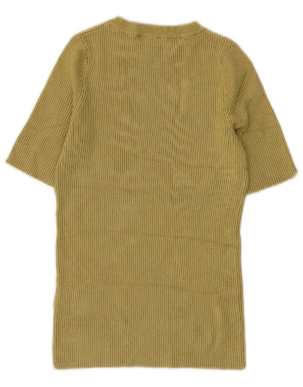 Marks & Spencer Damen Crop Crew Neck Pullover Pullover UK 6 XS Khaki