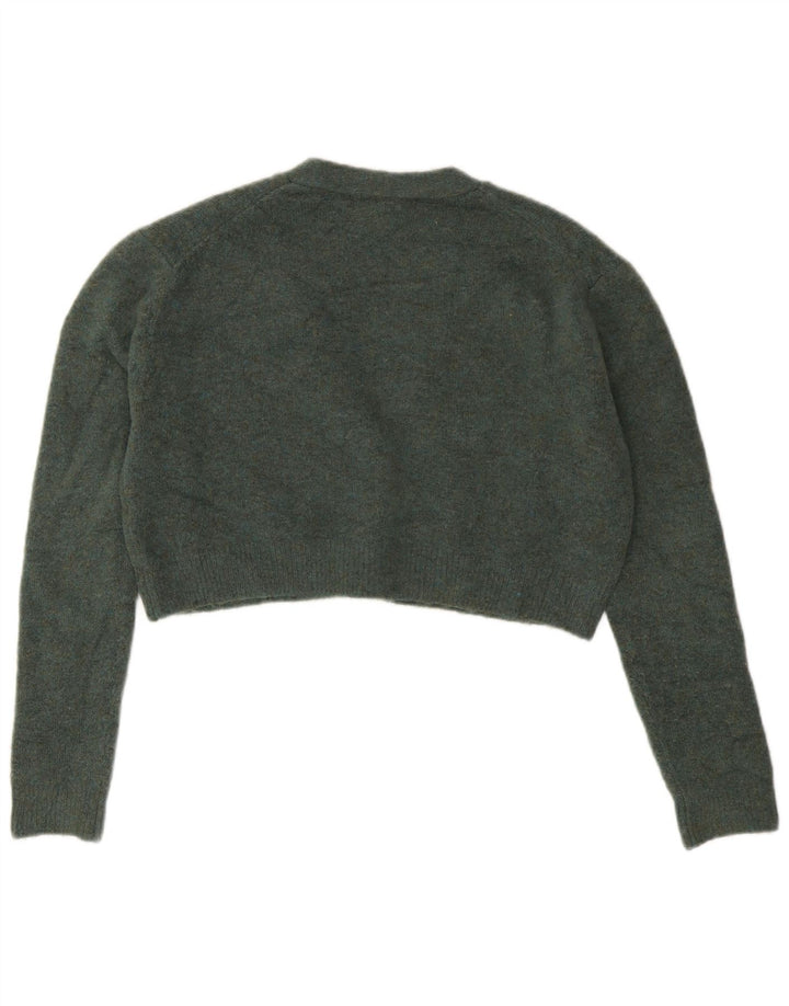 Zara Damen Crop Oversized Cardigan Pullover UK 10 Small Grün