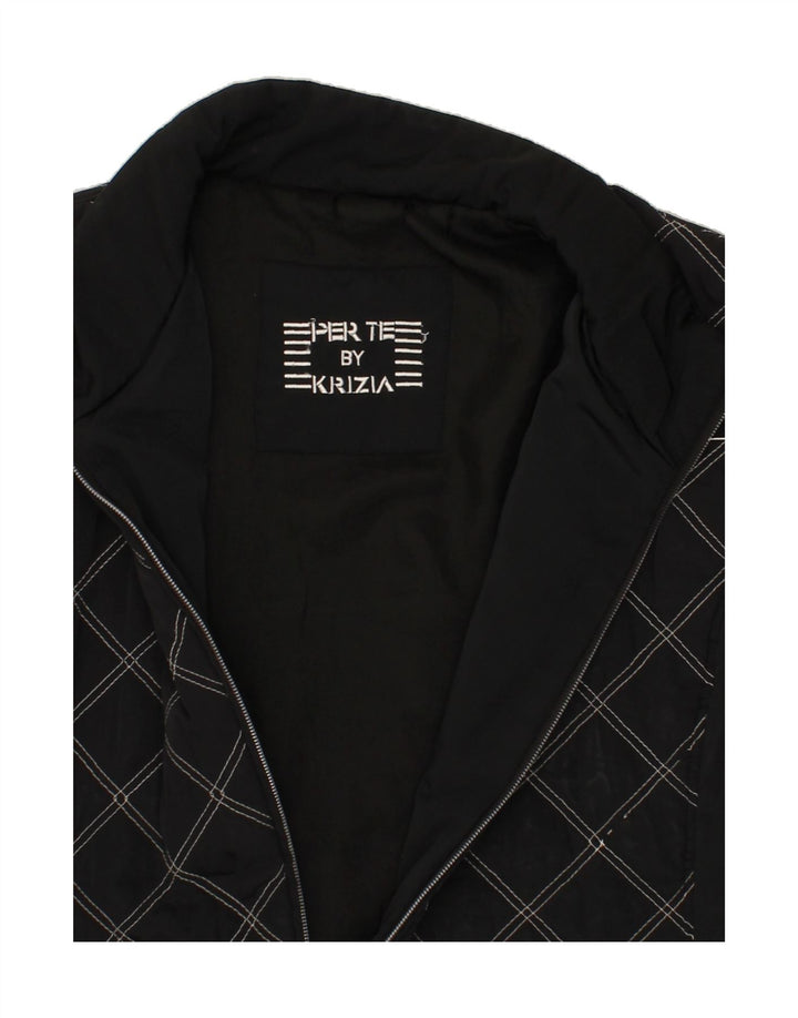 PERTE BY KRIZIA Womens Bomber Jacket UK 18 XL Black Argyle/Diamond Vintage Perte by Krizia and Second-Hand Perte by Krizia from Messina Hembry 