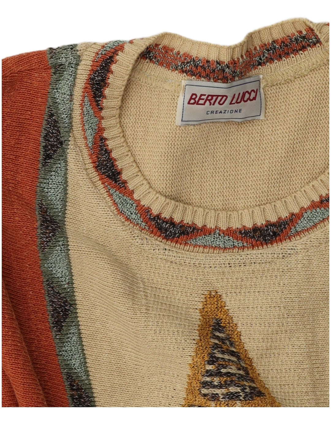 BERTO LUCCI Herren-Pullover mit Rundhalsausschnitt, groß, mehrfarbig, geometrisch