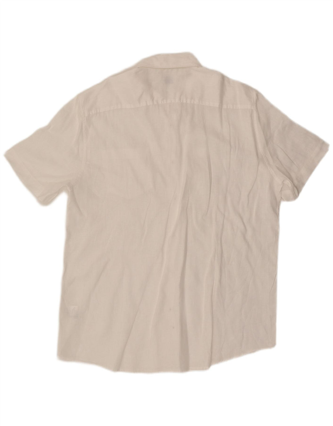 Vintage Herren Kurzarmhemd XL Weiß Leinen