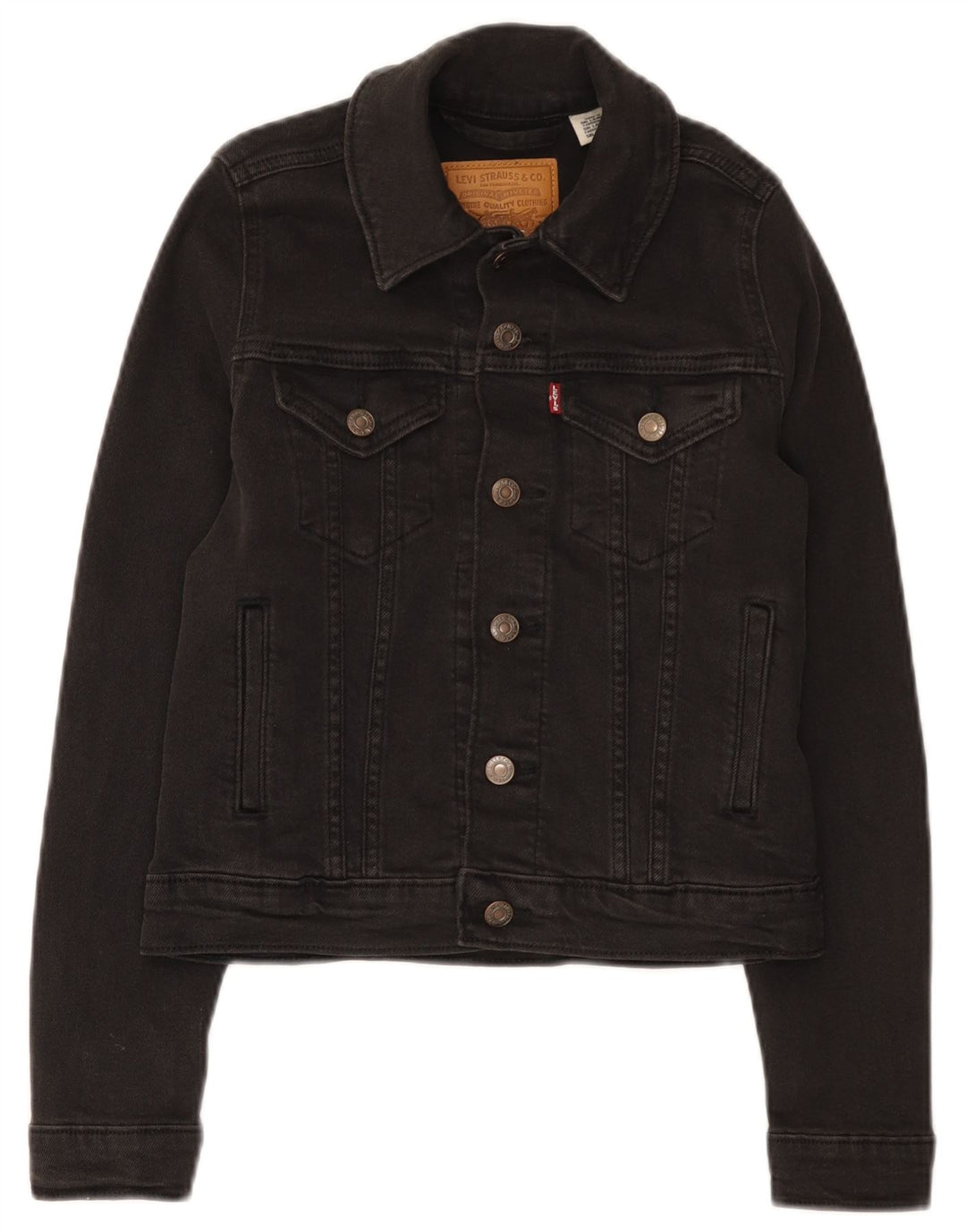 Levi's Damen Crop Denim Jacke UK 2 2XS Schwarz Baumwolle