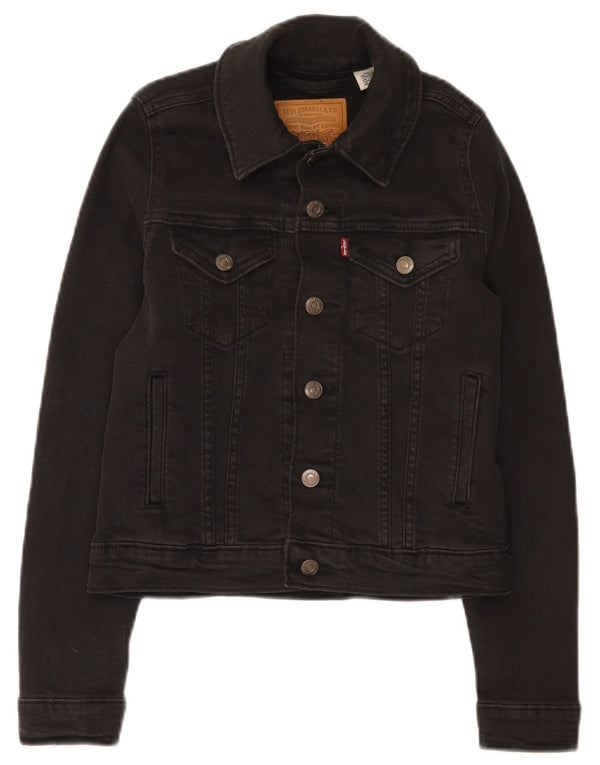 Levi's Damen Crop Denim Jacke UK 2 2XS Schwarz Baumwolle