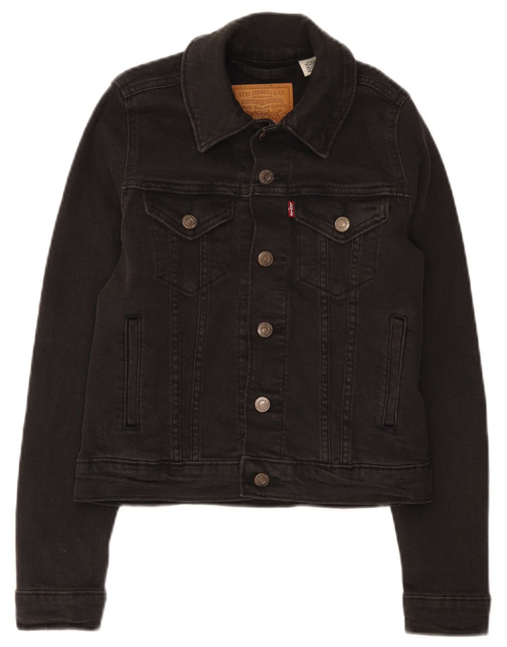 Levi's Damen Crop Denim Jacke UK 2 2XS Schwarz Baumwolle