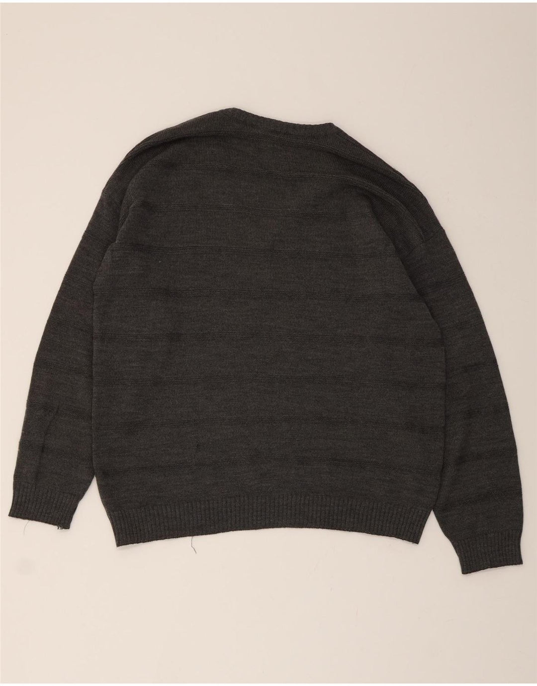 VINTAGE Mens V-Neck Jumper Sweater Large Grey Vintage Vintage and Second-Hand Vintage from Messina Hembry 