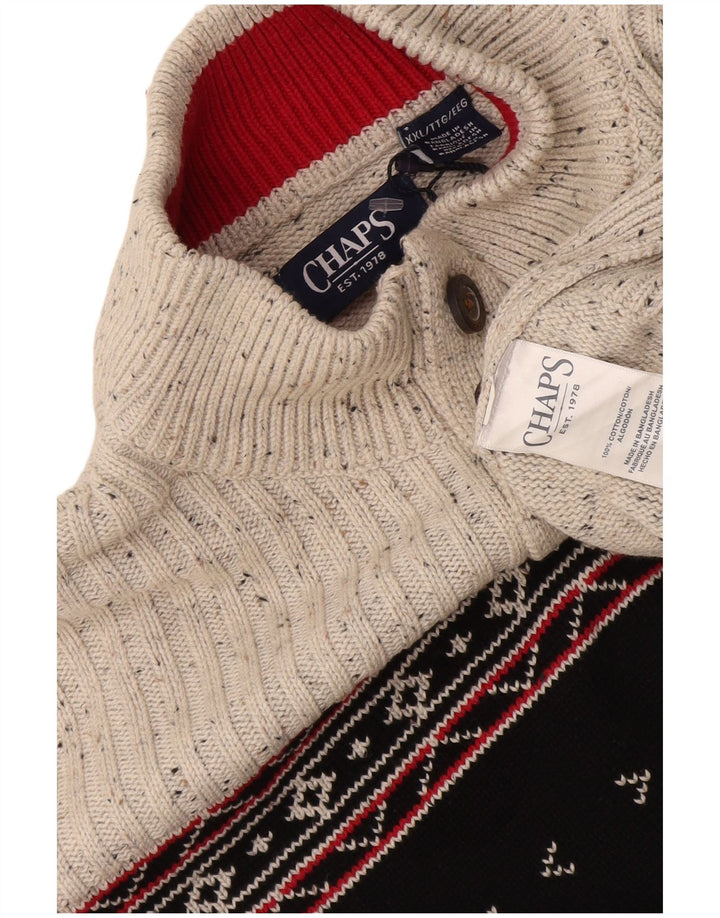 Chaps Herren-Pullover mit Knopfkragen, 2XL, Grau, Fair-Isle-Baumwolle